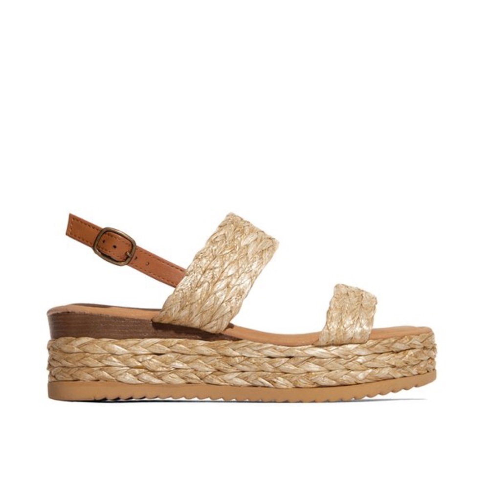 Platform Espadrille Sandals in Beige - Picture 2 of 4